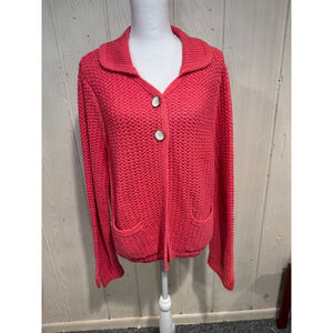 Talbots 100% Mercerized Cotton Coral Cardigan Sweater, XL